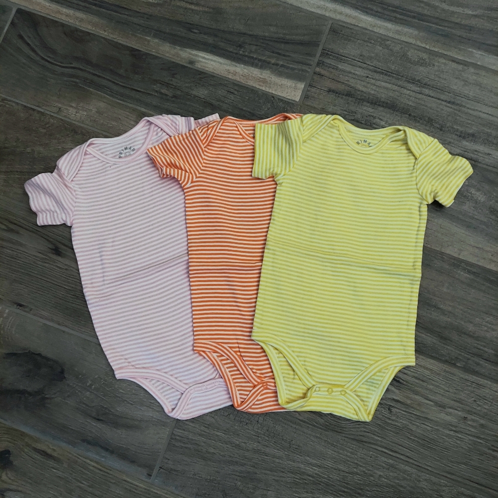 Brand New 100% Organic Cotton Striped Onesies - 18-24 months